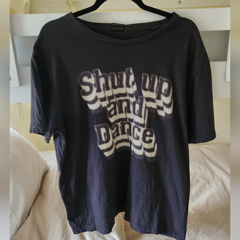 MOTHER Shut Up And Dance Tee In Rowdy Grey USA Made Oversized Cotton Large